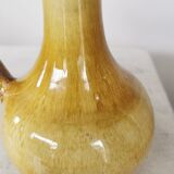 Handmade Ceramic Pitcher: 1970s LKC Pottery, Yellow Brown Glaze