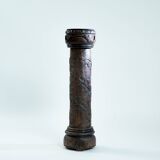 Handcarved wooden pedestal column with grapevine motiv, France 1950s