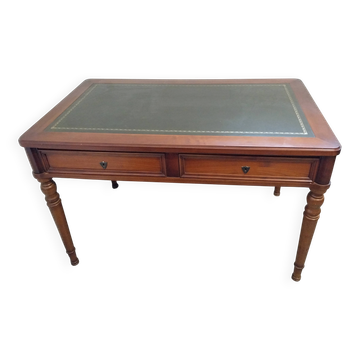 Grange desk in solid wood – green leather – louis xvi style