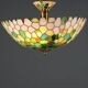 Lustre ancien style Tiffany en laiton et verre, Italie, XXe siècle
