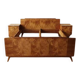 Vintage Czechoslovak bedroom set with burl veneer, bed and pair of nightstands, mid-20th century, 180 × 195 cm