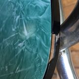 Formica vintage green table and opaline - 6 matching chairs