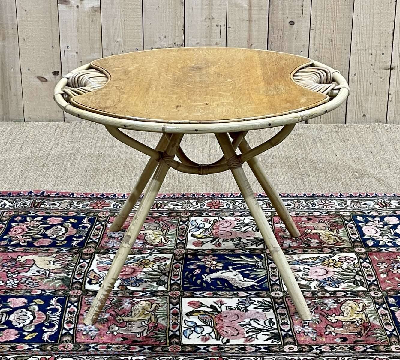 Rattan pedestal table from the 60s