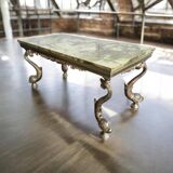 Vintage onyx coffee table with koi legs