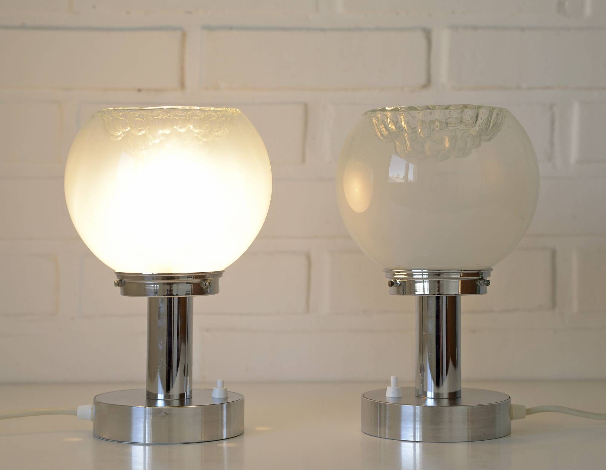 Vintage Pair of Bedside Lamps Mid Century Modern Light Fixture Murano Glass