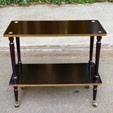 Double-tray rosewood serving trolley on gilded casters