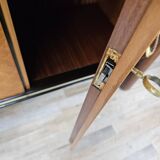 Art Decò Sideboard in Mahogany and Maple with Black Glass and Brass Finishi