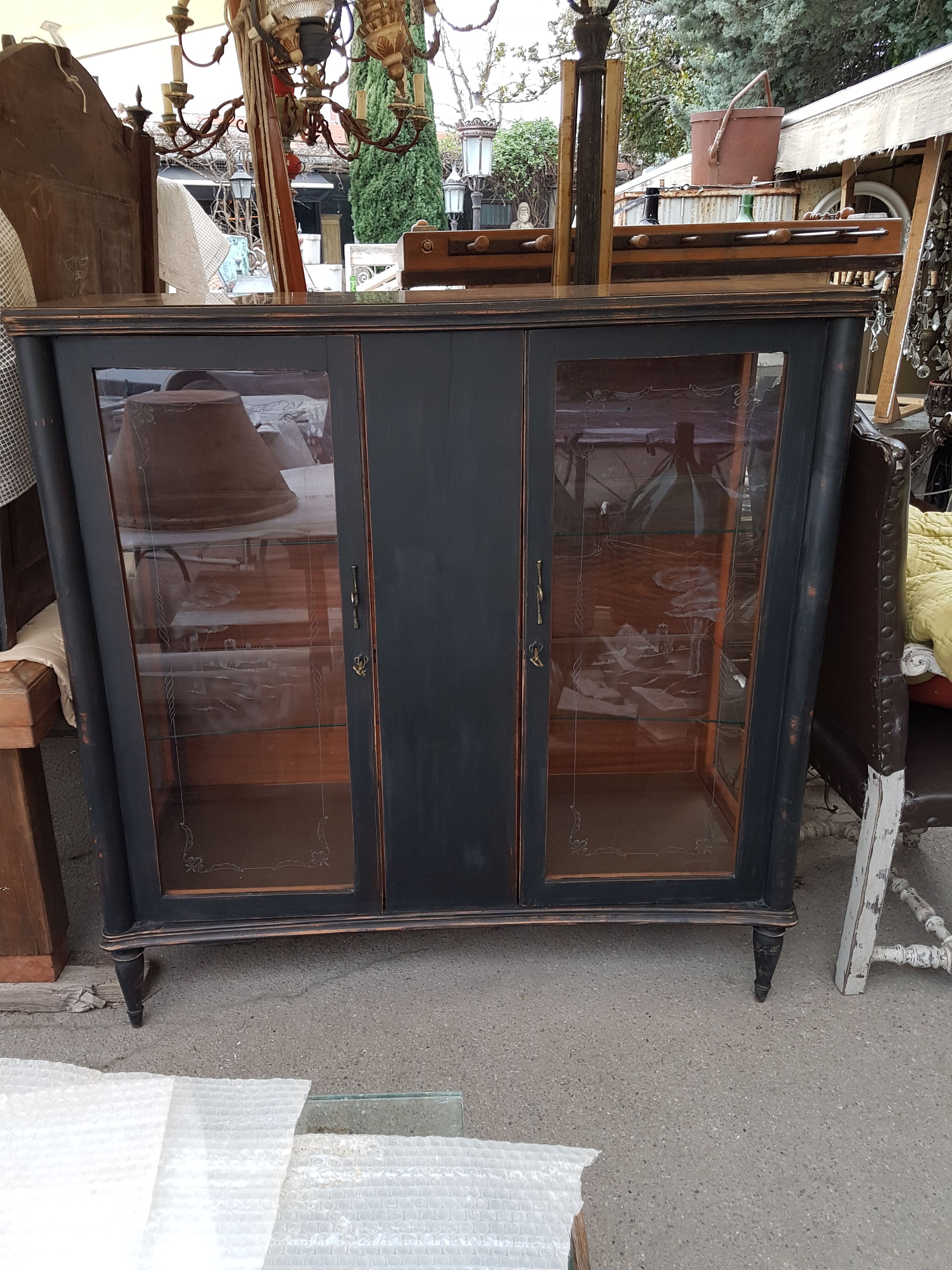 Patina wooden showcase