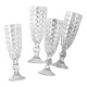 Set of 4 Vintage Pressed Glass Champagne Flutes, Clear Italian Stemware