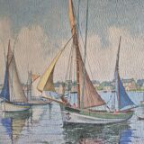 Aquarelle encadrée de Geoges Grellet "Ile de Batz"
