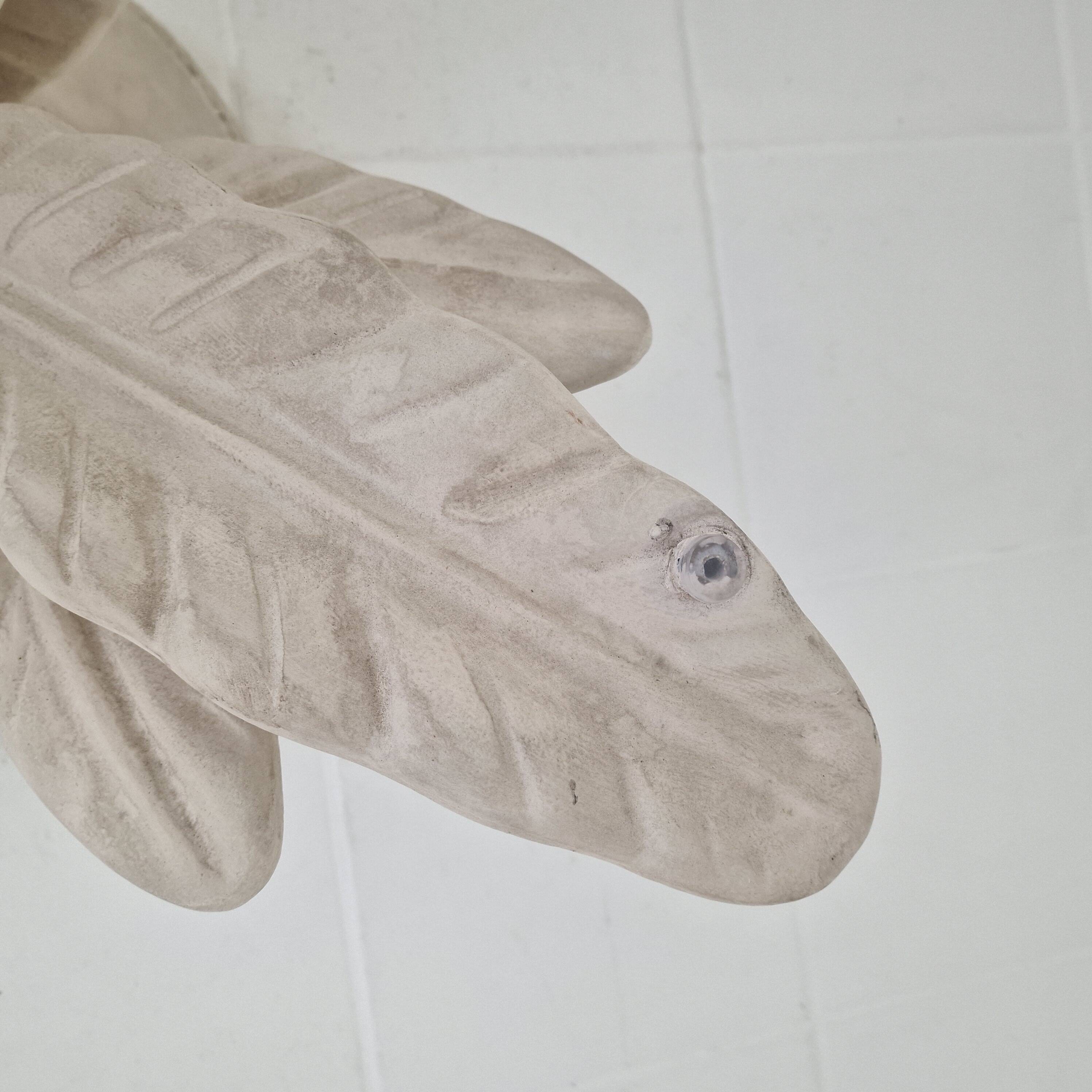 Italian "Flower" Coffee Table in Plaster With Facet Cut Round Plate, 1970s