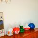 Spherical pendant light in royal blue opaline design 1970