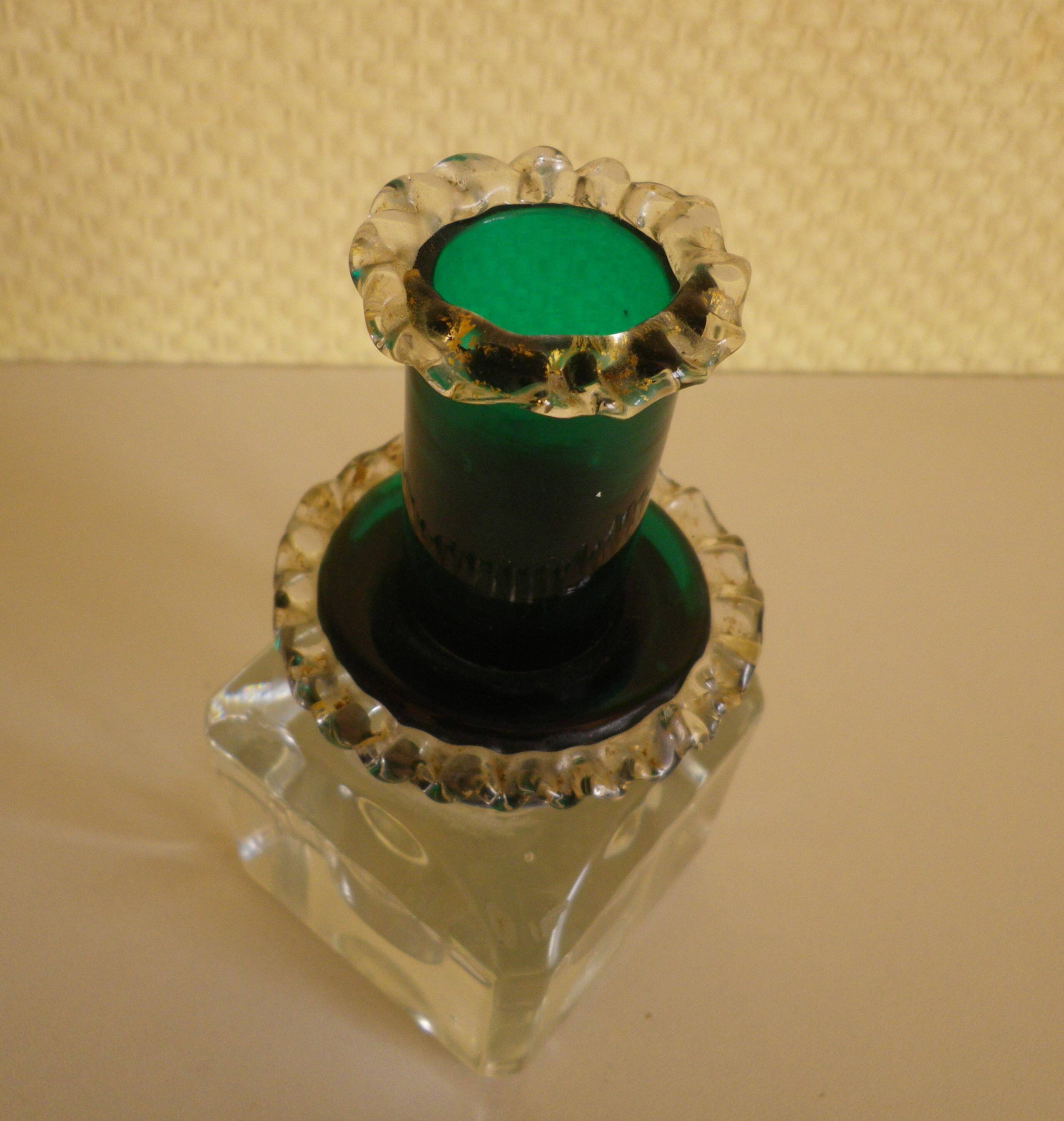 Antique Desk Candlestick from Vallérystal Crystal Factory, 1890s