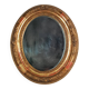 Antique oval mirror with original stucco and gilt wood frame, 37x31 cm. Beautiful patina.