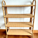 Rattan shelf on feet, vintage work 1960