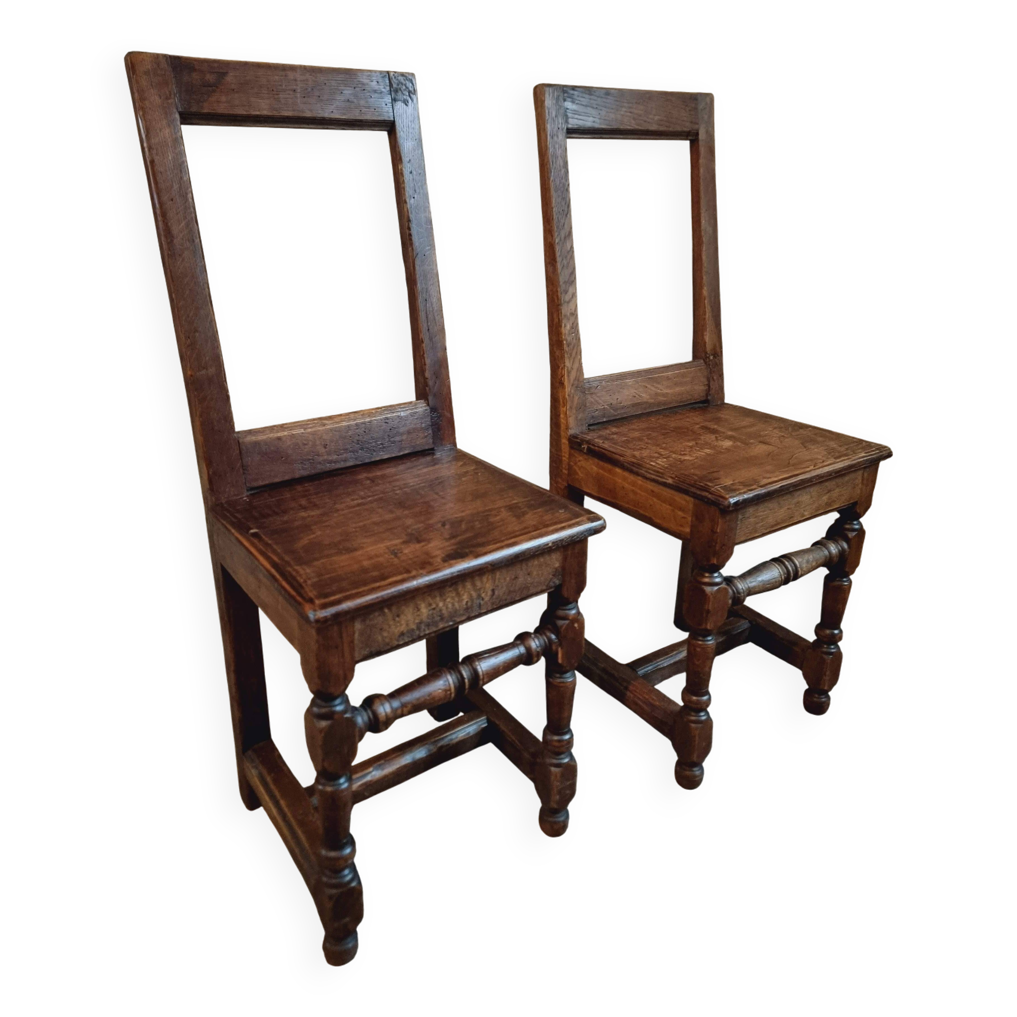 Set of 2 Antique Oak Chairs – 19th Century, Auvergne