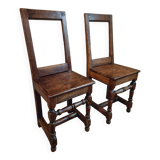 Set of 2 Antique Oak Chairs – 19th Century, Auvergne