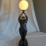 Large lamp, woman with ball, yoga, art deco style, 1980