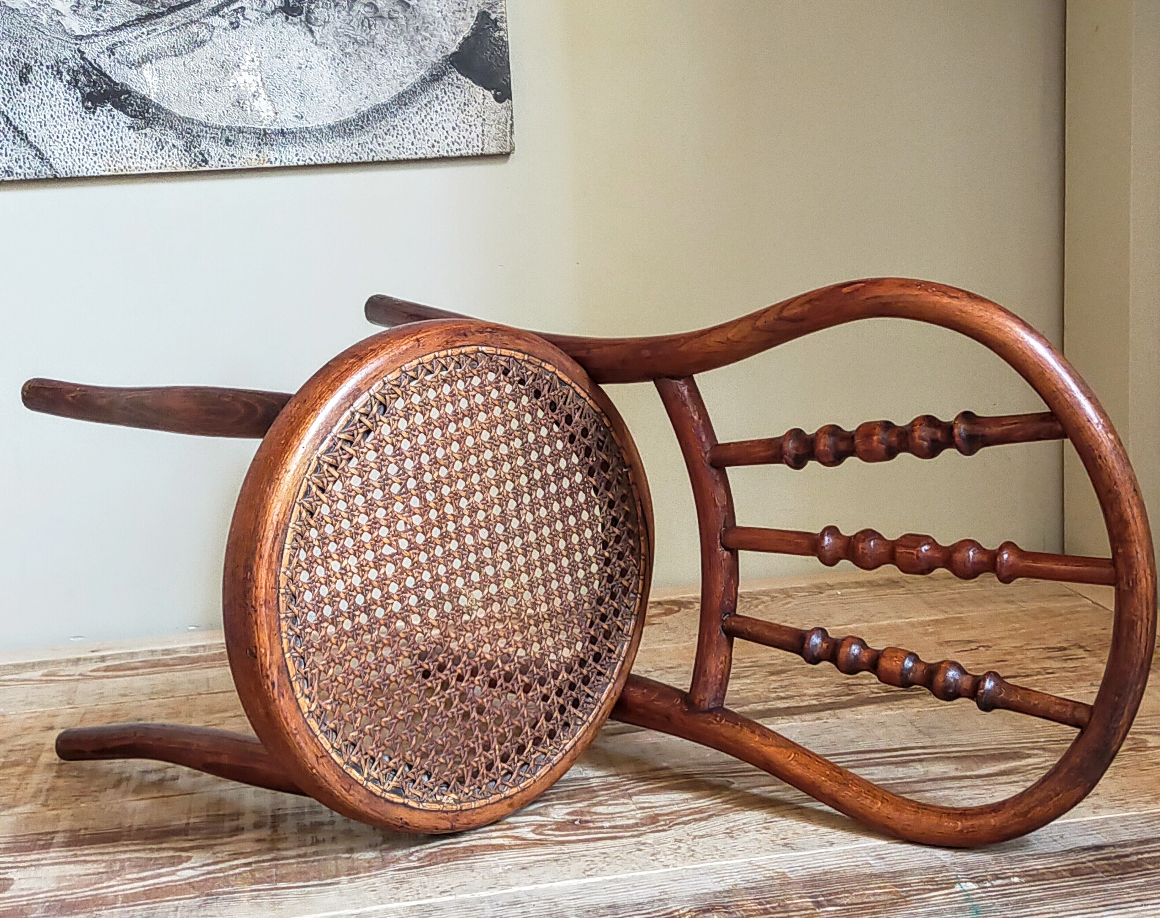 Children's chair in curved round wood old year