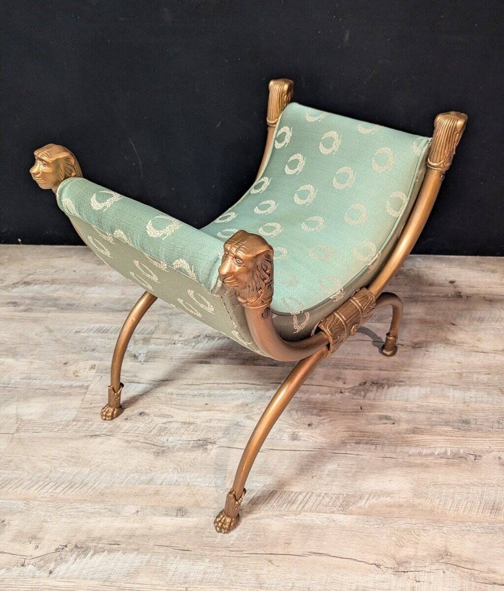 Curule Chair in Gilded Brass