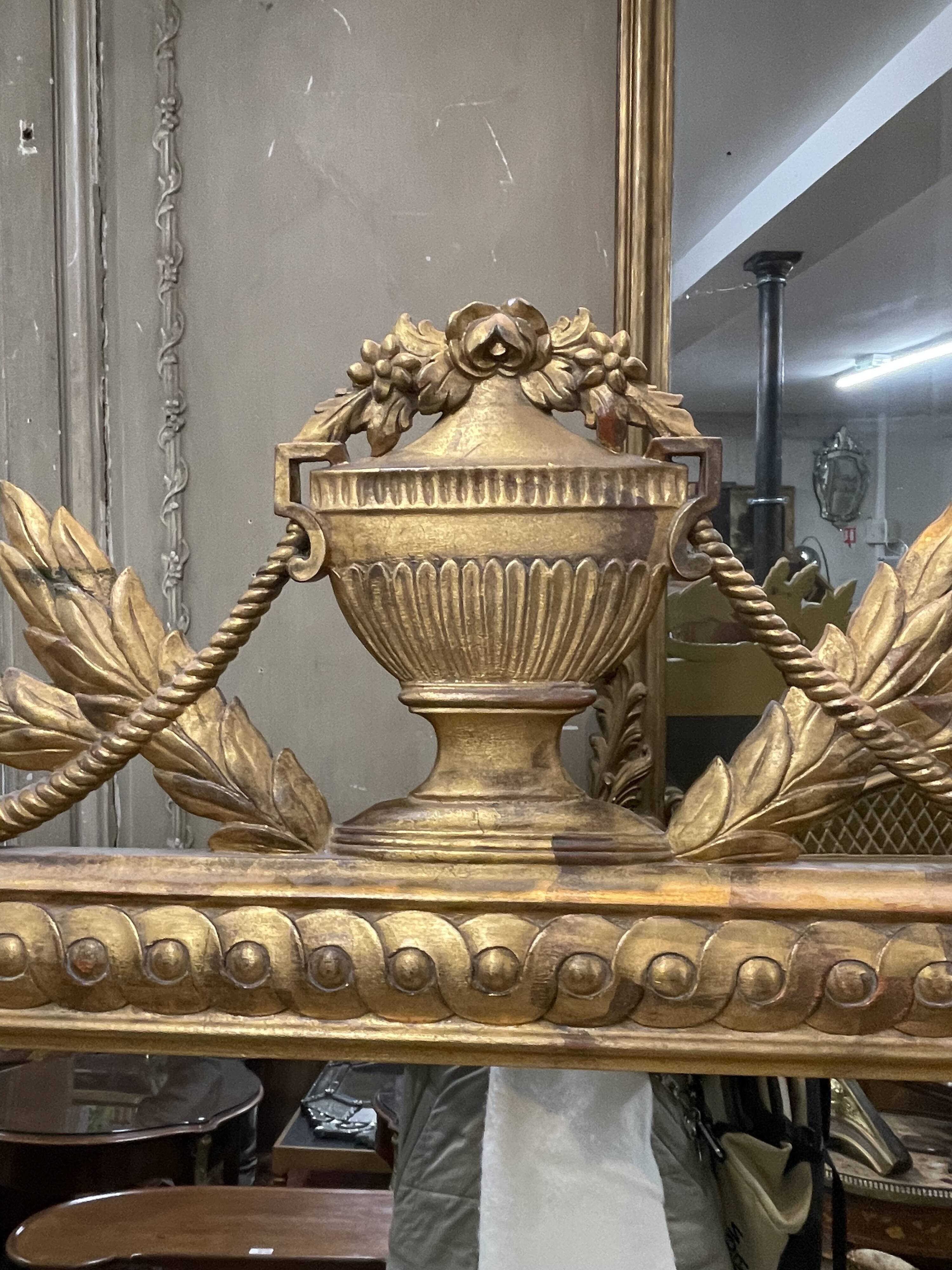 Large gold mirror with mouldings