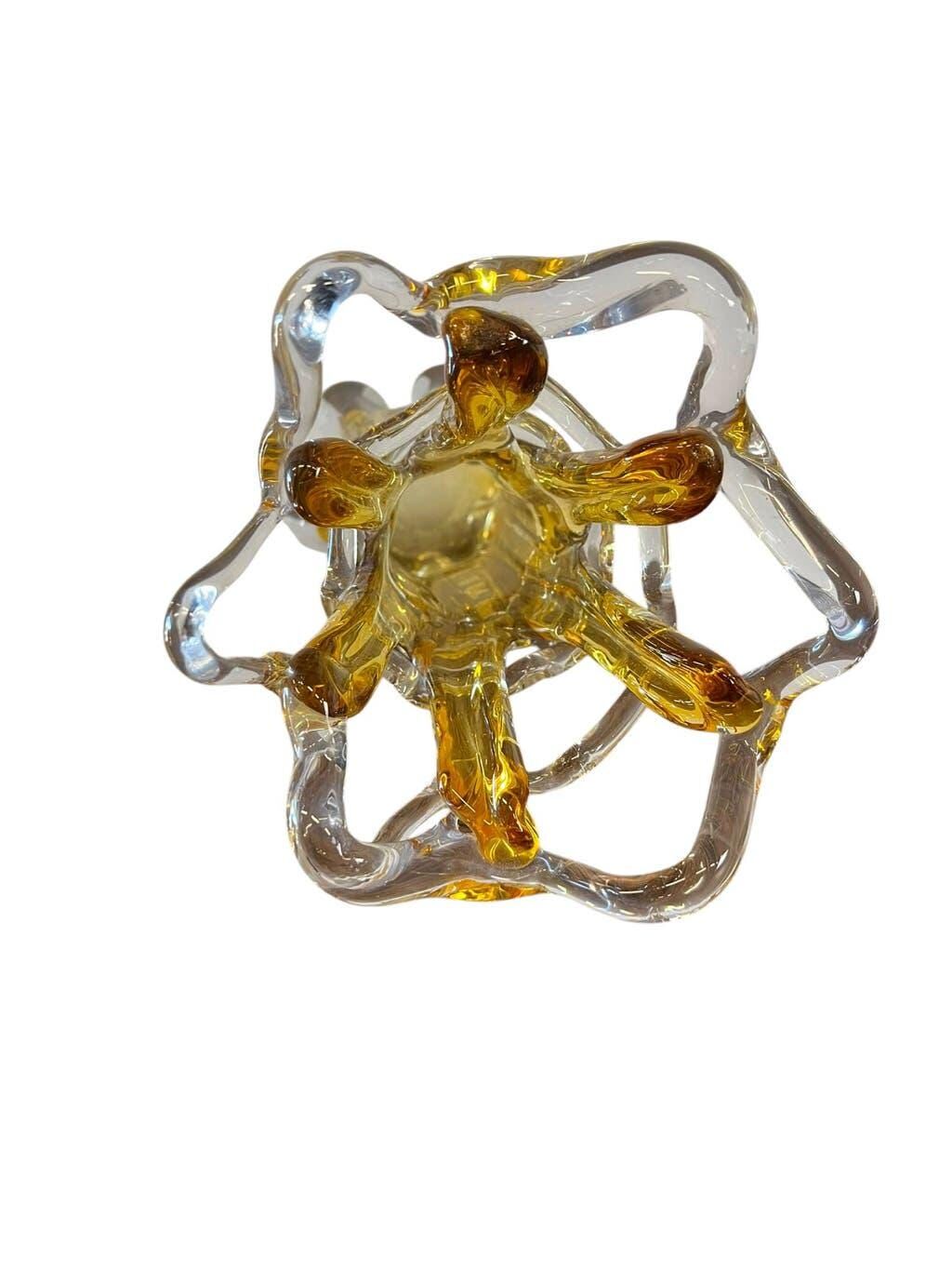 Vintage amber glass vase Hospodka for Chribska