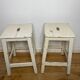 Pair of vintage cream stools in painted wood