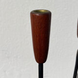 Pair of Scandinavian candlesticks in wood and metal Denmark