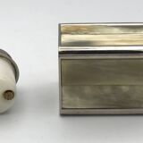 Large Vintage Collection TABLE LIGHTER in chrome-plated metal and horn