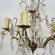 Vintage 8-light chandelier with glass pendants. 1960s.
