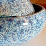 Large blue glazed ceramic biscuit jar Diameter 32.5 cm