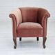 1960s, Danish lounge chair, salmon pink furniture velour, ash wood legs.
