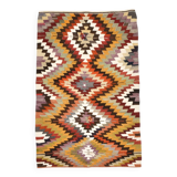 3x5 Green & Red Tribal Kilim Rug, 102x148Cm