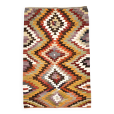 Tapis Kilim tribal vert et rouge