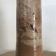 Vase vintage forme rouleau en grès émaillé beige/marron