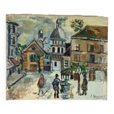 Scene de Montmartre, huile sur toile signée