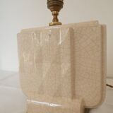 Cream cracked ceramic lamp base in Scandinavian style.