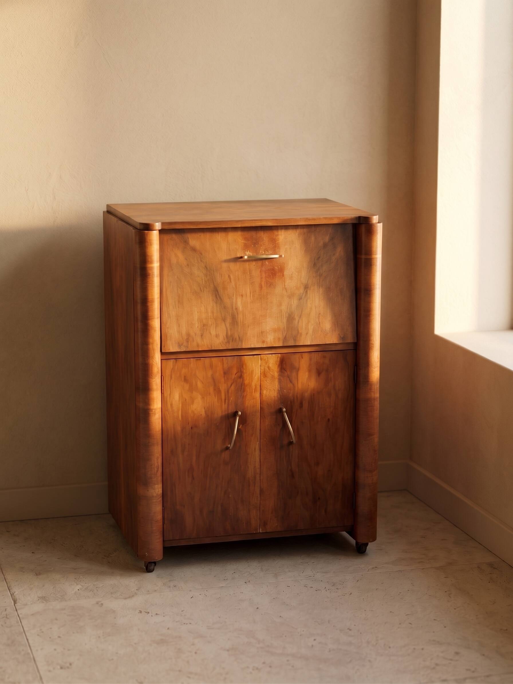 Antique bar cabinet on wheels