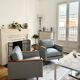 Blue houndstooth square armchairs