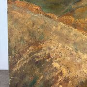 Paysage ochre et brun, huile sur toile signé