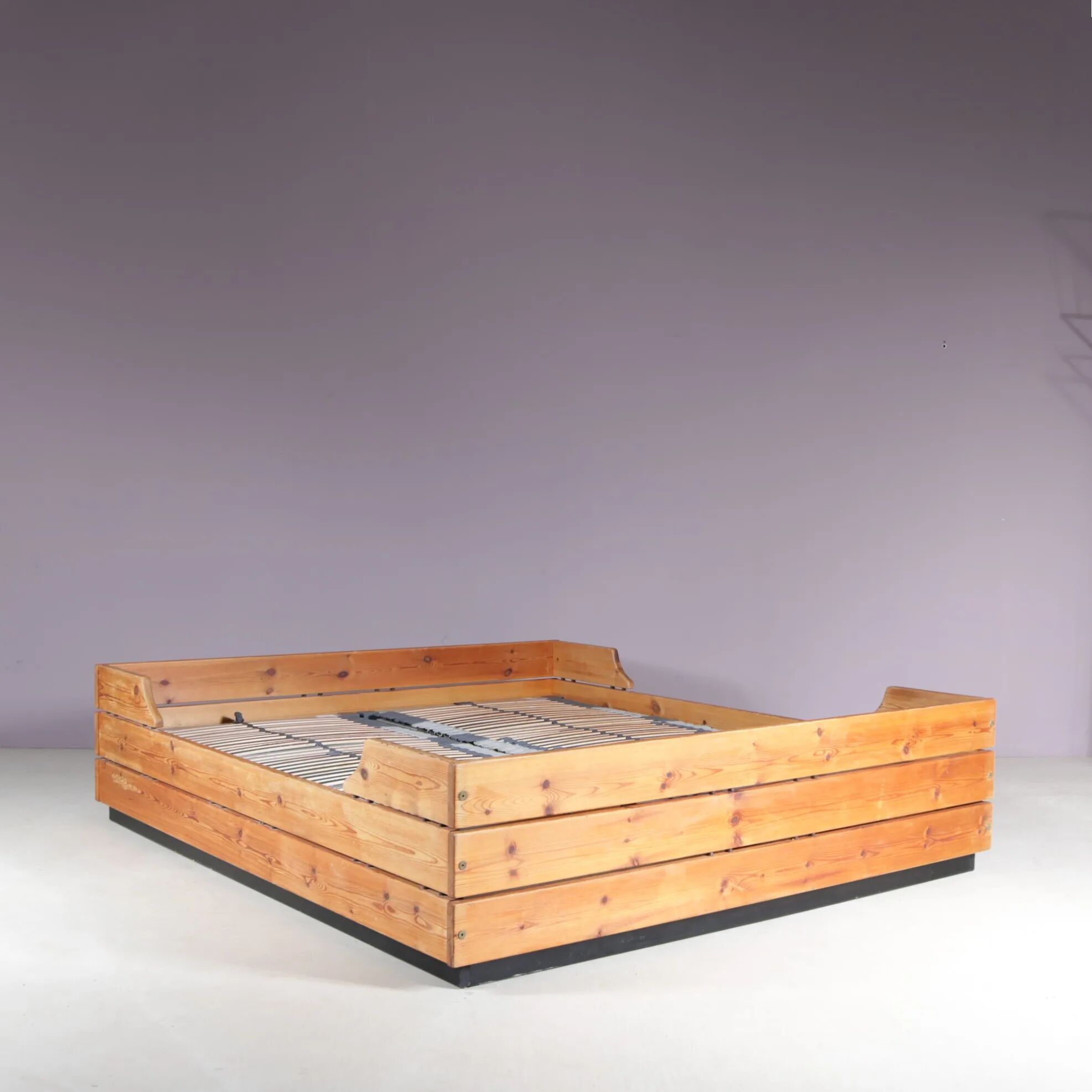 1970s pine wooden bed from Finland