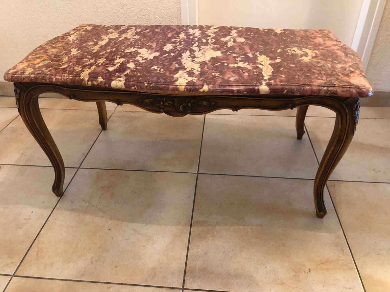 Pink marble coffee table
