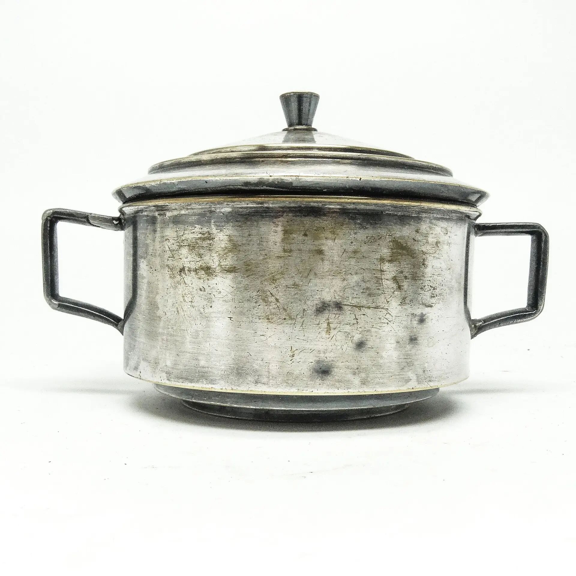 Art Deco sugar bowl, silver-plated brass, Poland, 1930s