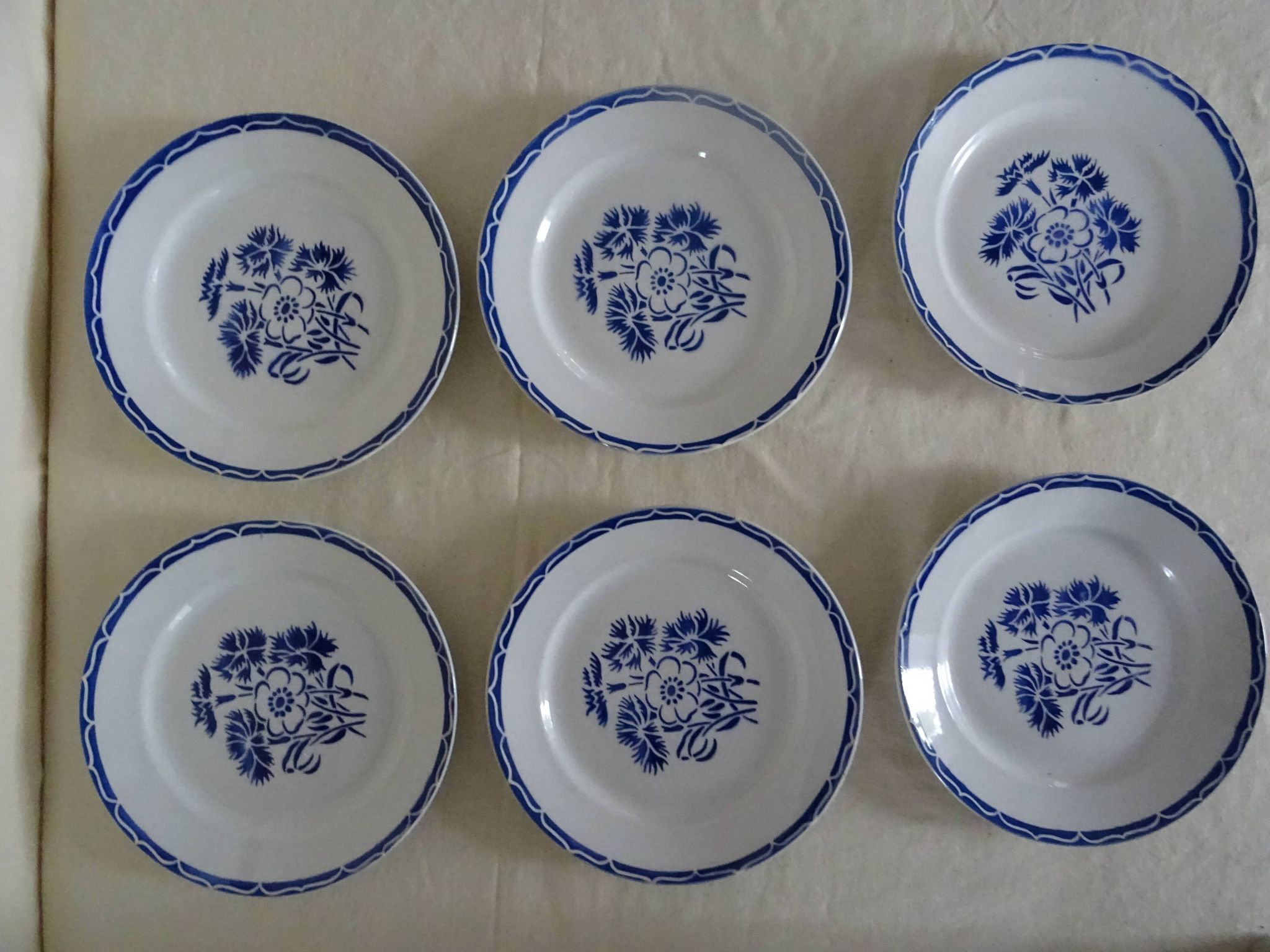 6 assiettes plates Lunéville  faience ancienne