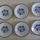 6 flat plates Lunéville old faience 388112 blue flowers
