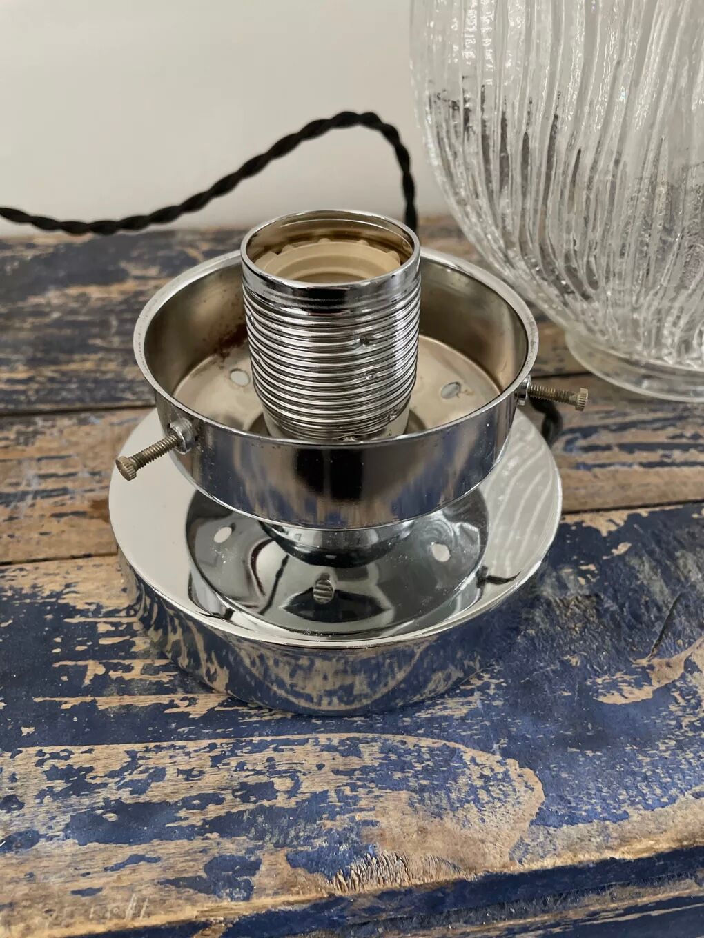 Table lamp glass and chrome