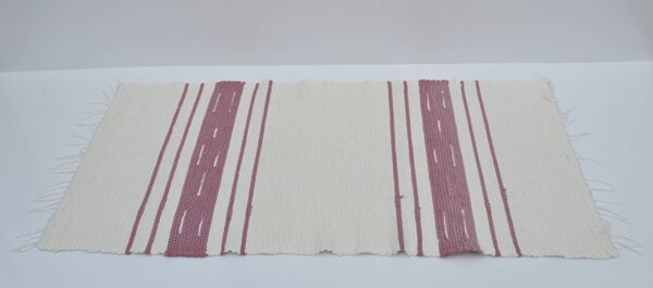 tapis tissé à la main suédois rose &white coton tapis circa 2000