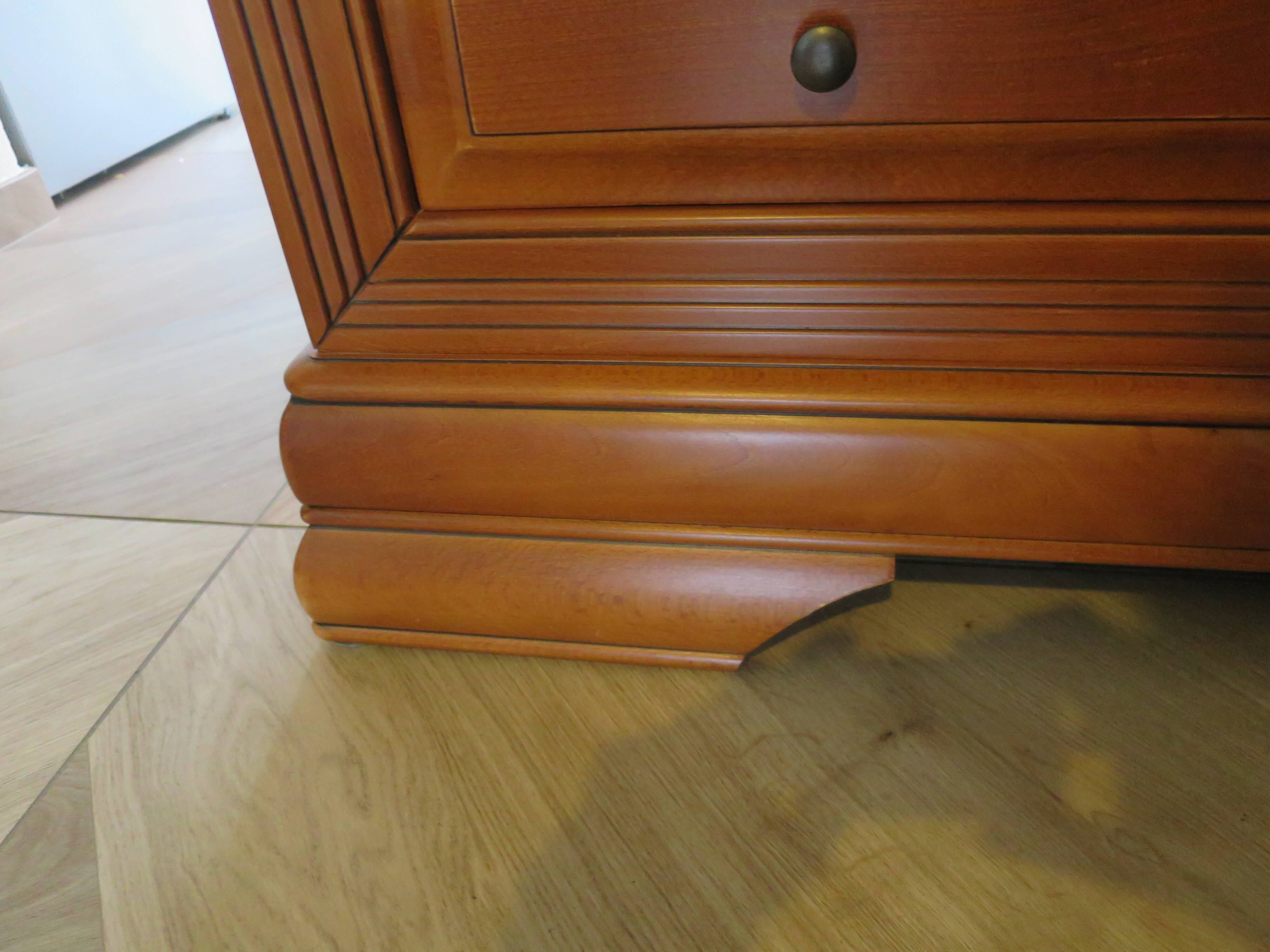 Chest of drawers in solid cherry wood with a curved top - Louis Philippe style - 4 drawers