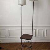 1950s-60s floor lamp with 2 lights - shelf - magazine holder
