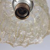 Vintage Mid Century Ice Glass Pendant Light 1970s